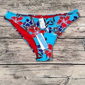 NWT Cupshe Bikini Bottom - Blue and Red Tropical Print Size XL